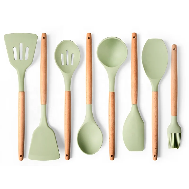 Manufacturer Suppliers Kitchenware Utensil Set With Spatula Turner Spoon Oil Brush Baking Tools Silicone Kitchen Utensils