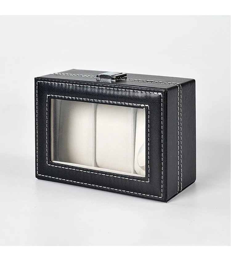 Wholesale spot PU leather Watch Box Luxury Black Gift Packaging  Square Watch Box 3 slots