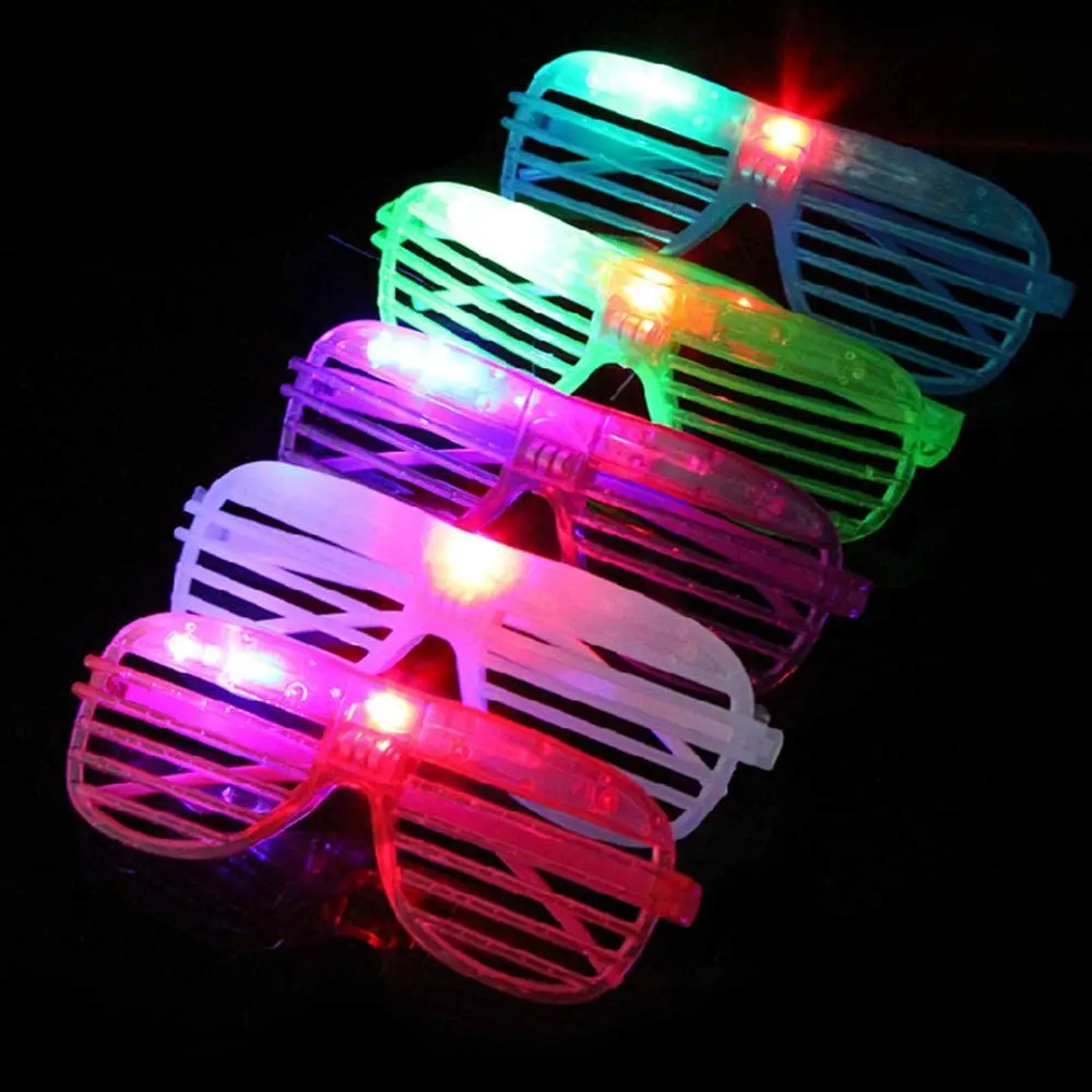 Partycool Christmas Light In The Dark Glow Shutter Style Party Glasses Factory Direct Sale Fashion Luminous Light Up Led Glasses