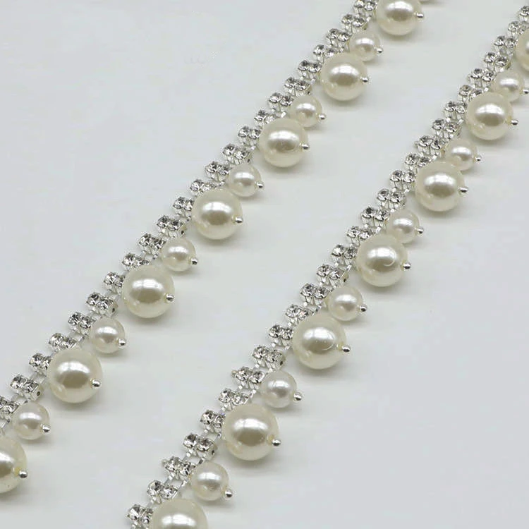 Лента со стразами жемчужная цепочка для свадебного