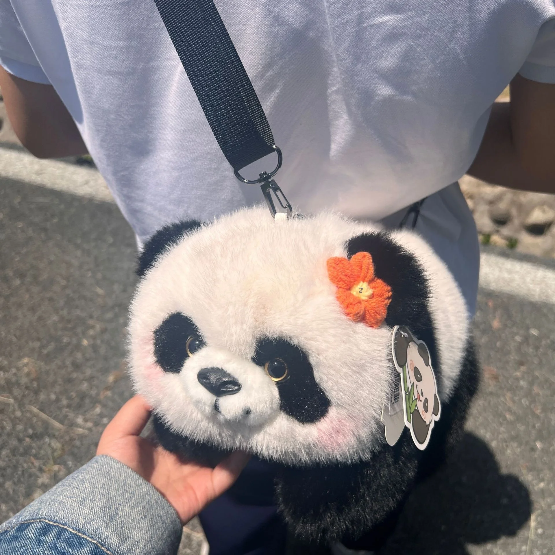 New Arrival Unisex Cotton Plush Backpack Cute Fat Panda Toy Standing Design Crossbody Bag custom plush toy