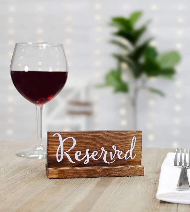 Hot sell 6pcs 12.70 x 3.80 x 1.25cm Restaurant Use Rustic Real Table wedding Signs reserved Wooden Signs for Tables