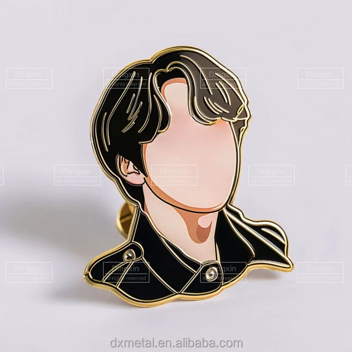 Factory Custom KPOP Goods Metal Pins Black Pink Yellow Rainbow Enamel Pins For Music Fans