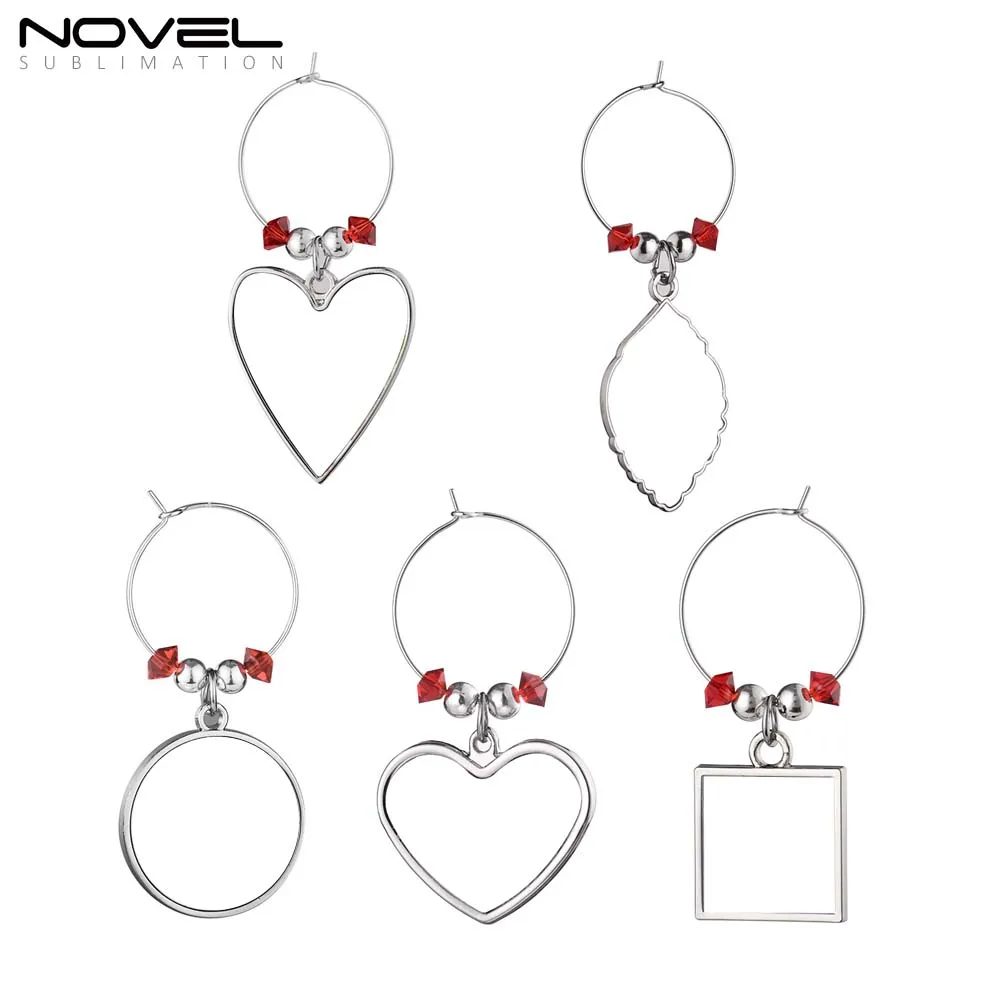 Diy Blanks Zinc Alloy Custom Sublimation Wine Glass Bottle Opener Ring Charms Bar Accessories Key Ring Pendants