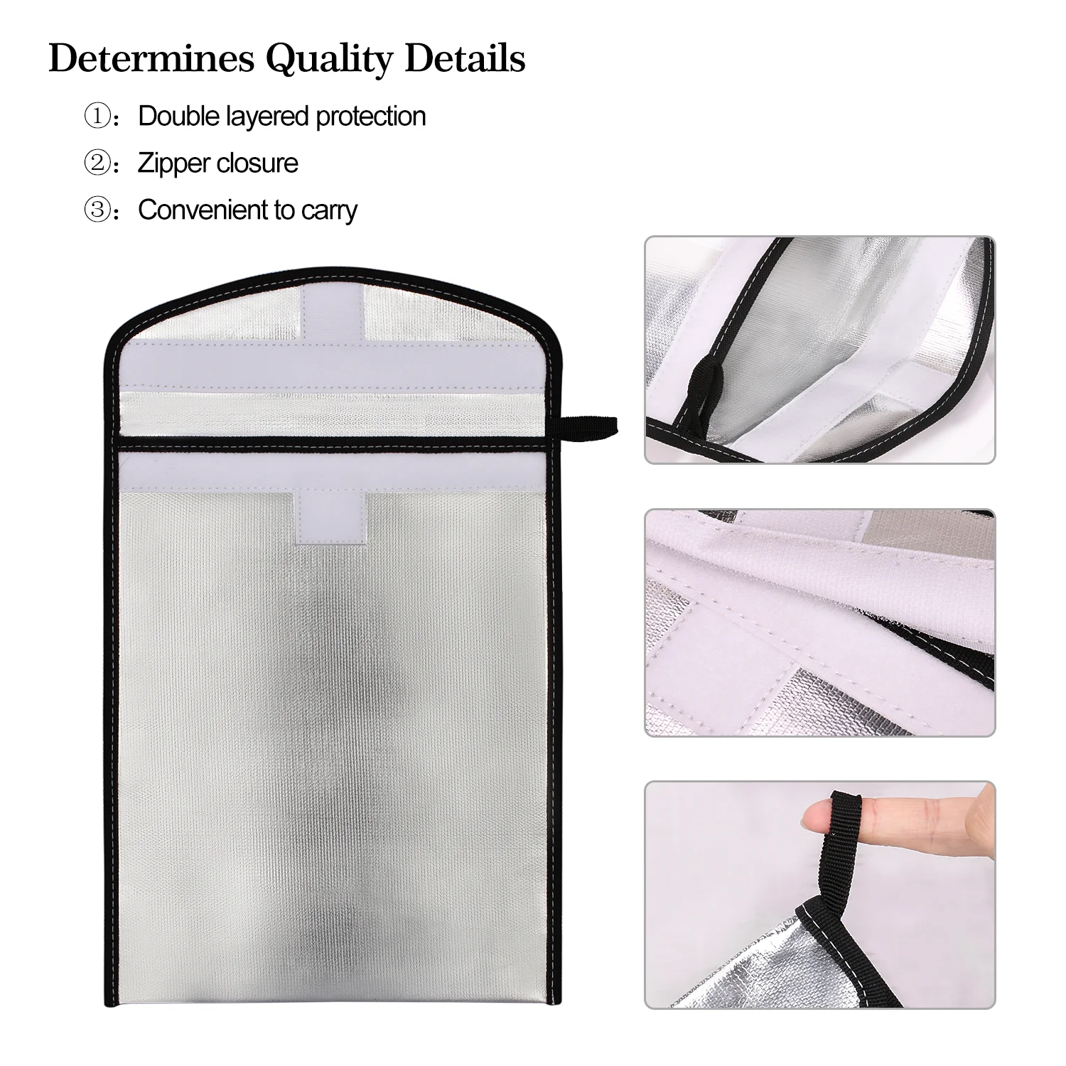 Accept Custom Logo Aluminum Foiled Fireproof Water Resistant Envelope Money Bag