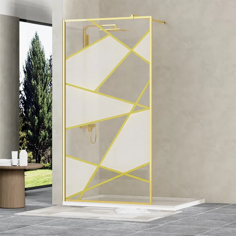 Modern Design 6mm 8mm Frosted Tempered Glass Panel Shower Screen Walk-in with Framed Matte Black Aluminum Profile for Hotels