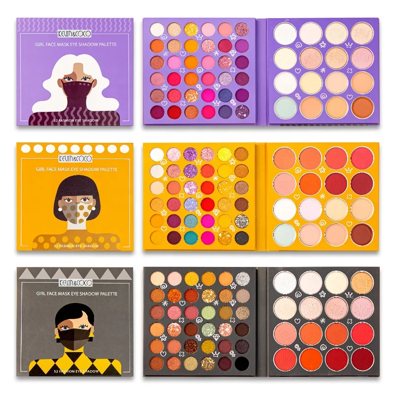 Customize Kevin&coco 52 color eyeshadow palette Cosmetics Wholesale Private Label Eyeshadow high pigment eyeshadow