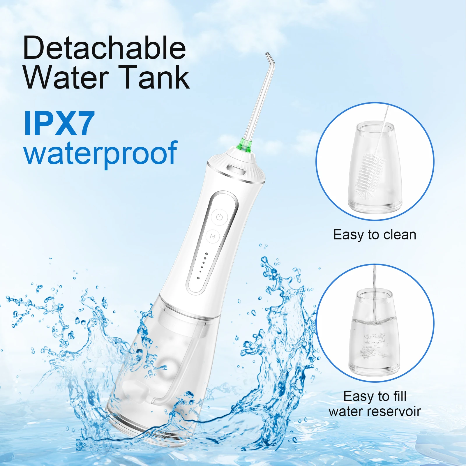 H2ofloss 2023 Newest Portable IPX7 Waterproof Dental Oral Irrigator Teeth Cleaning Water Flosser ultrasonic dental cleaner