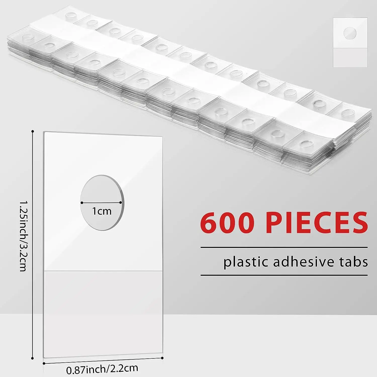 Clear Hook Hang Tabs Self Adhesive Hanging Tabs Round Hole Heavy Duty Sticky Adhesive Plastic Hang Tags  for Merchandise Retail