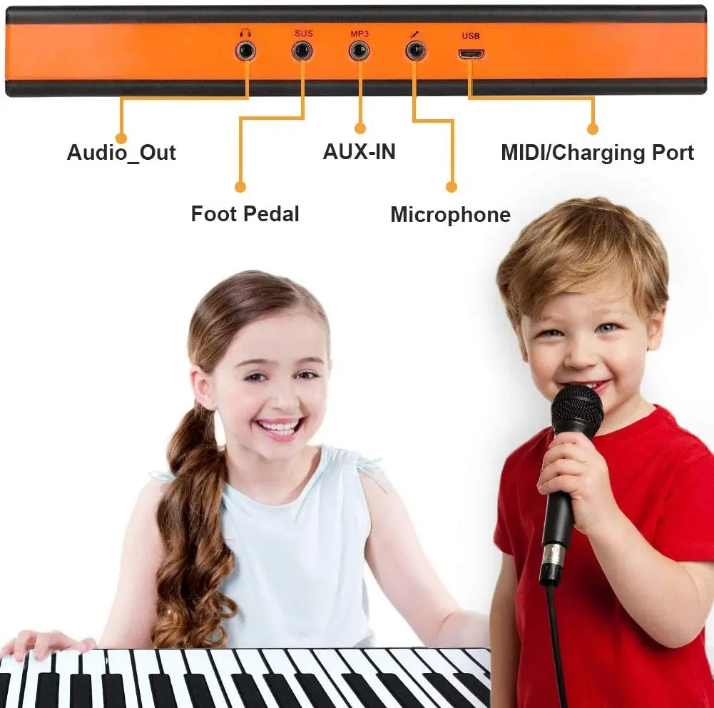 Wholesale Portable Mini Keyboard Electronic Roll Up Piano Keyboard Kids Toy Musical Instruments