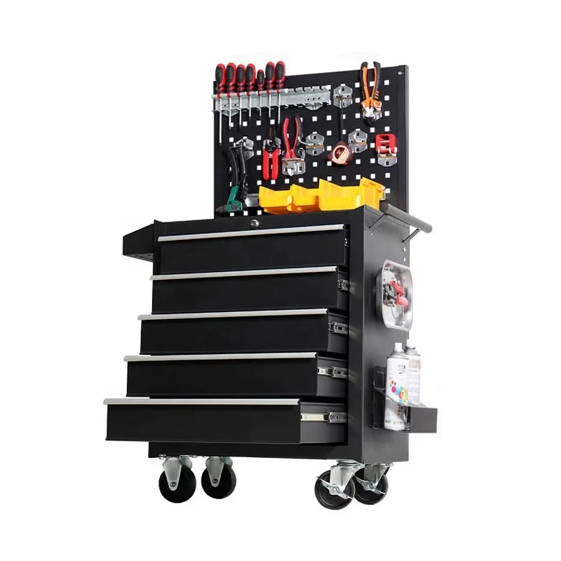 Многофункциональный тяжелый мобильный шкаф ручная тележка с пятью ящиками для инструментов магазин по ремонту автомобилей маленькая стальной ящик