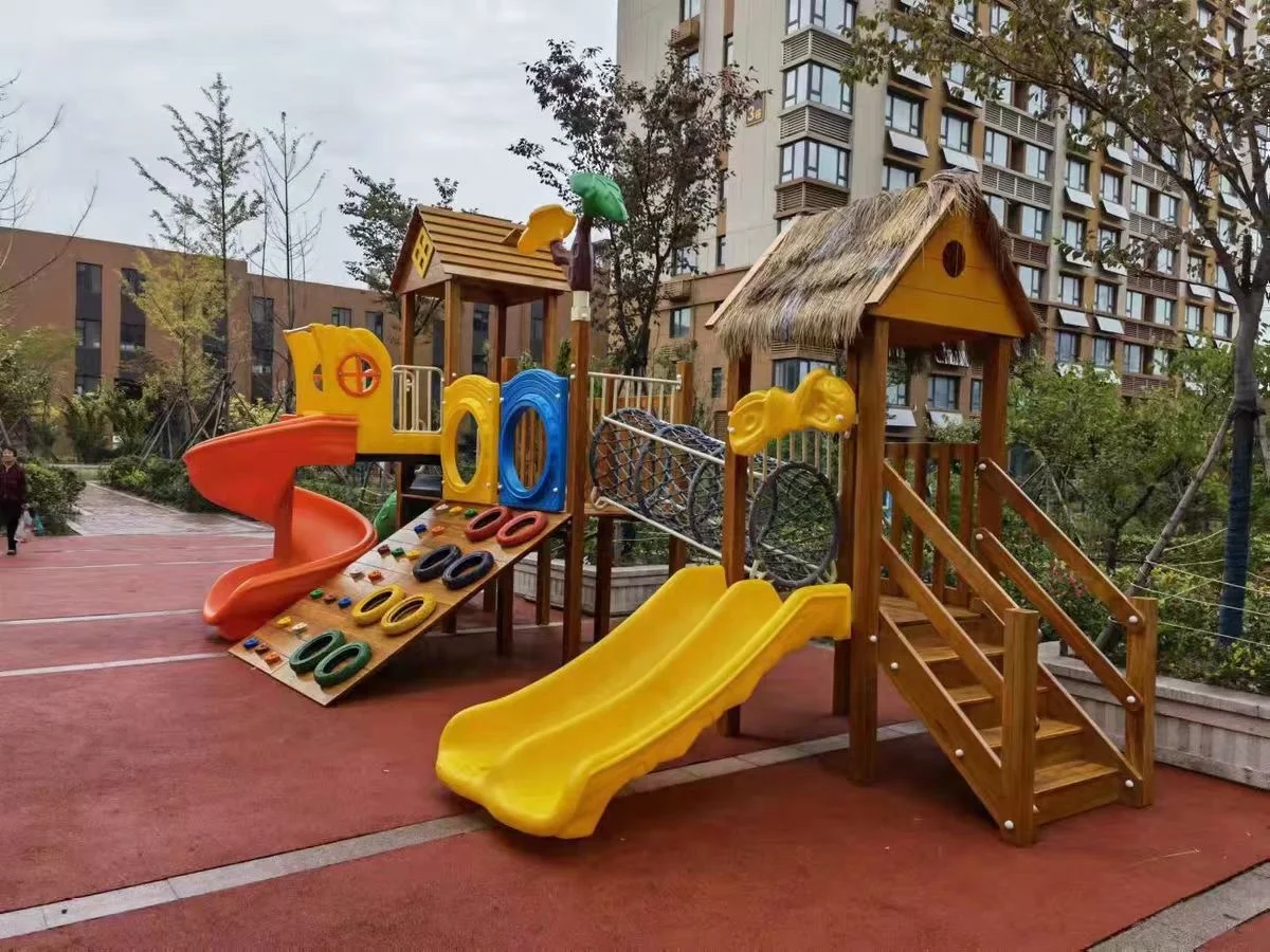 Простой стиль деревянные детские качели горки наборы на заказ Детская коммерческая площадка Уличное оборудование