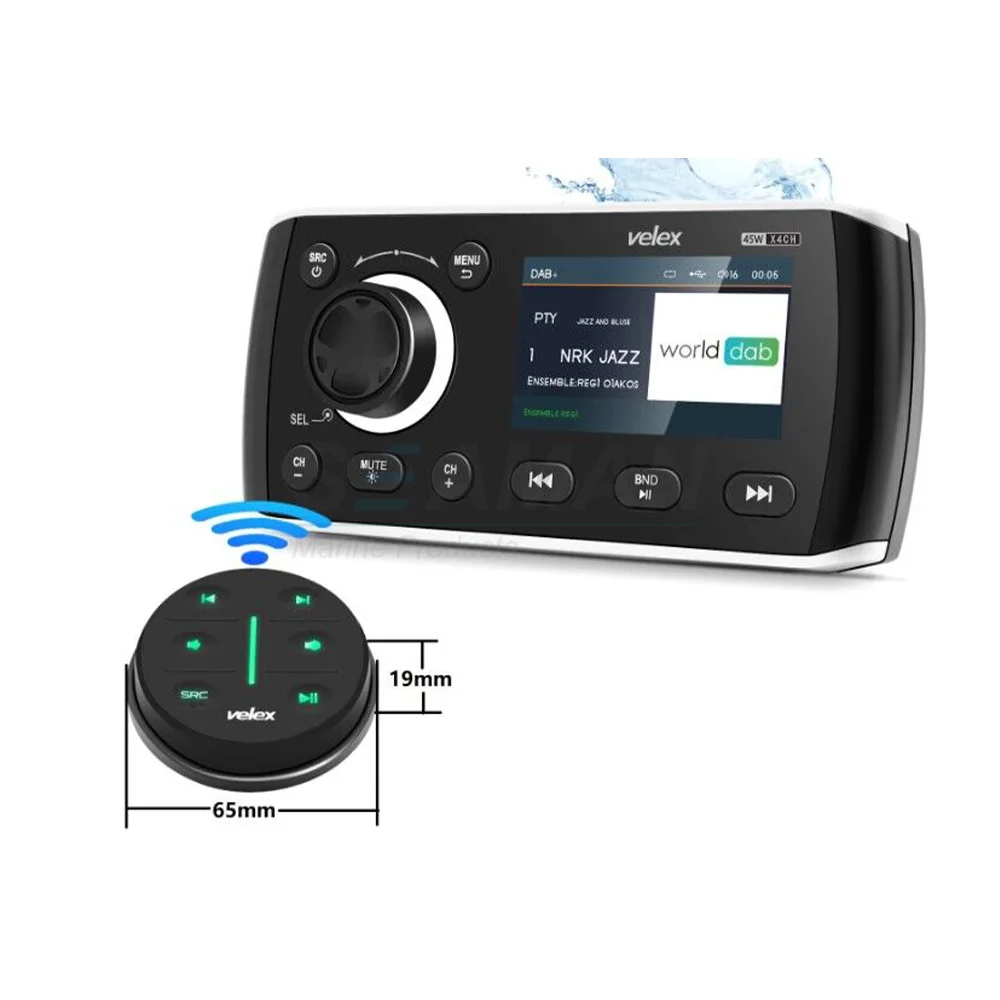 Marine stereo Bluetooth Audio/Video Receiver 3 inch IPS display with remote controller for Yacht car RV