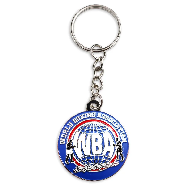 Wholesale promotional metal enamel keychain custom logo sport gymnastics football soccer boxing key chains