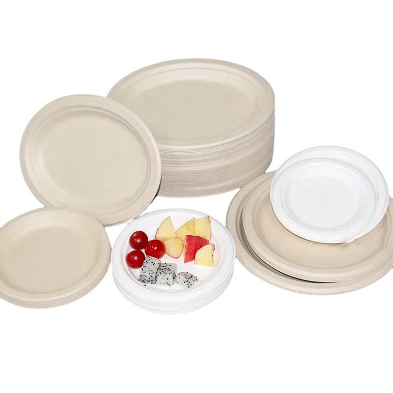 Customized Eco Friendly Disposable Biodegradable Sugarcane Bagasse Dinner Round 9 inch Dinner Plates
