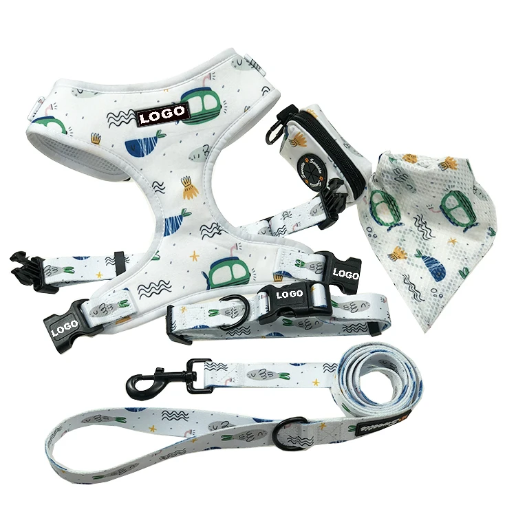 Cute Reversible Pet Dog Body Harness Personalized Adjustable Dog Harness Set Luxury Harness Dog