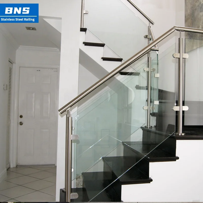 BNS High Quality Indoor Stair Railing Kits Internal Glass Frameless Stairs Balustrade Handrail