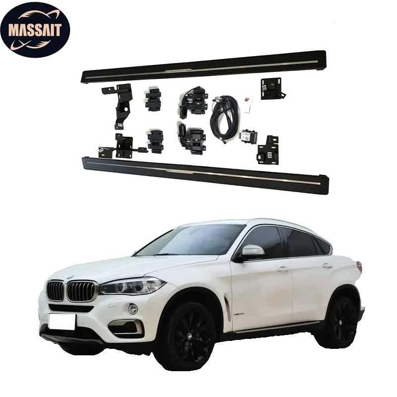MASSAIT Auto Retractable Electric Side Steps Running Boards Led Light Foot Stool Metal Pedal Car Board For BMW X3 X4 X5 X6 X7