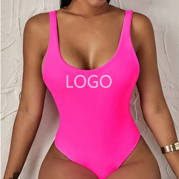 HaHaWhale Cross Swimwear Two Pieces High Waist Neon Solid Swimsuit Women Bathing Suits Swimsuit Padding Inserts