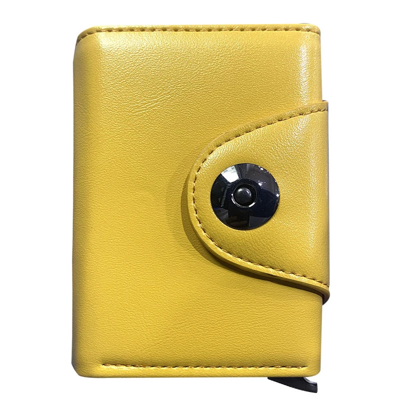 RFID Blocking Slim Money Clip Aluminum Wallet Automatic Pop-up Card Case Retro Crazy Horse Pattern