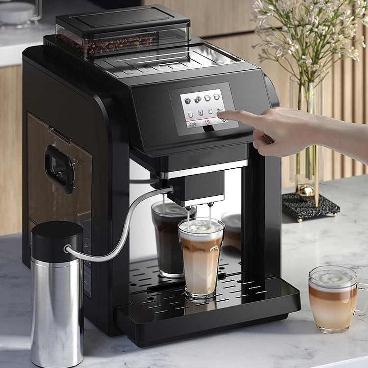Nengyang Good Quality Automatic Grinding Bean Touch Screen Making Latte Cappuccino Espresso Professional Coffee Machine