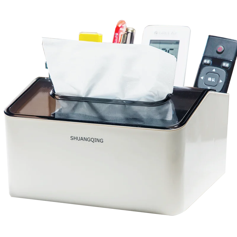 
Home office multi-functional desk top organizer table top paper holder tissue box with pen container 