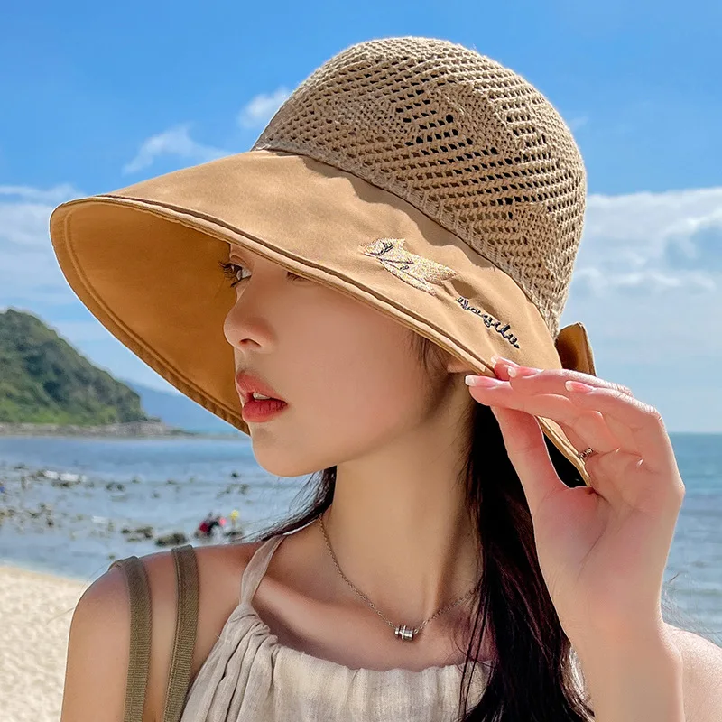 Wholesale new designers women 2022 sun summer outdoor wide brim bucket hat beach mesh bucket black hat