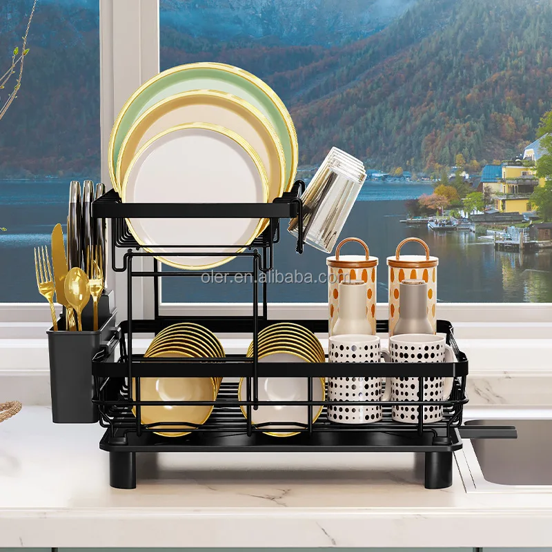 Dish Drying Washing Basin Dish Drainer Racks With Cutlery Drainboard Kitchen Countertop Cutlery Rack And Knife Dish Rack