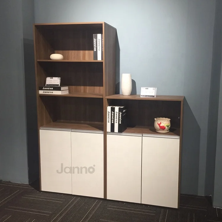 Modern Wooden Bookcase Brown and White Storage MDF Wooden Book Shelf With Storage Doors