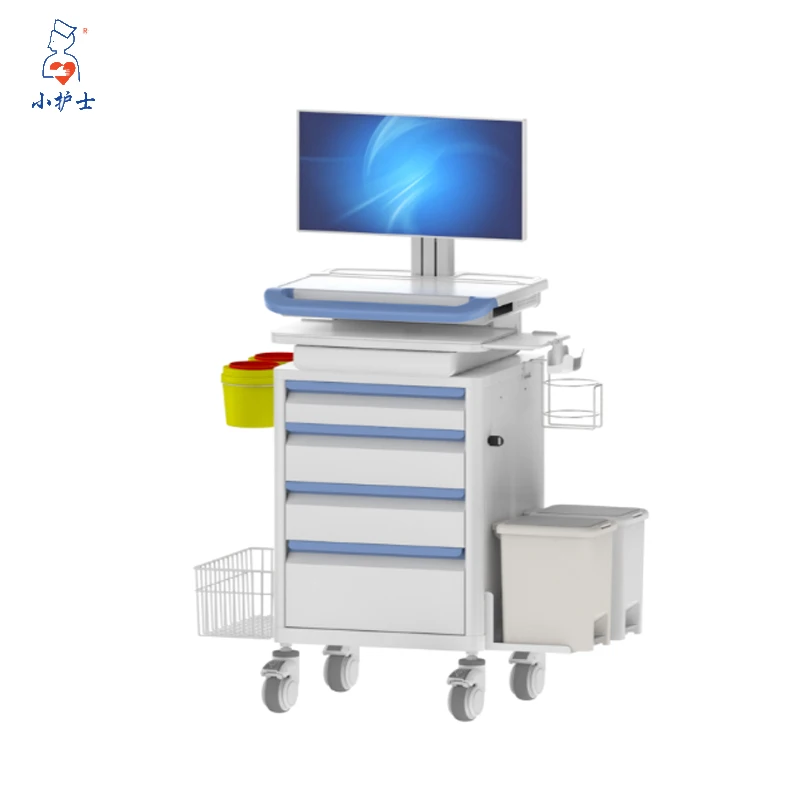 
PK-PLB1 Standing mobile workstation nursing laptop carts trolley ABS plastic hospital trolley for medical on wheels 