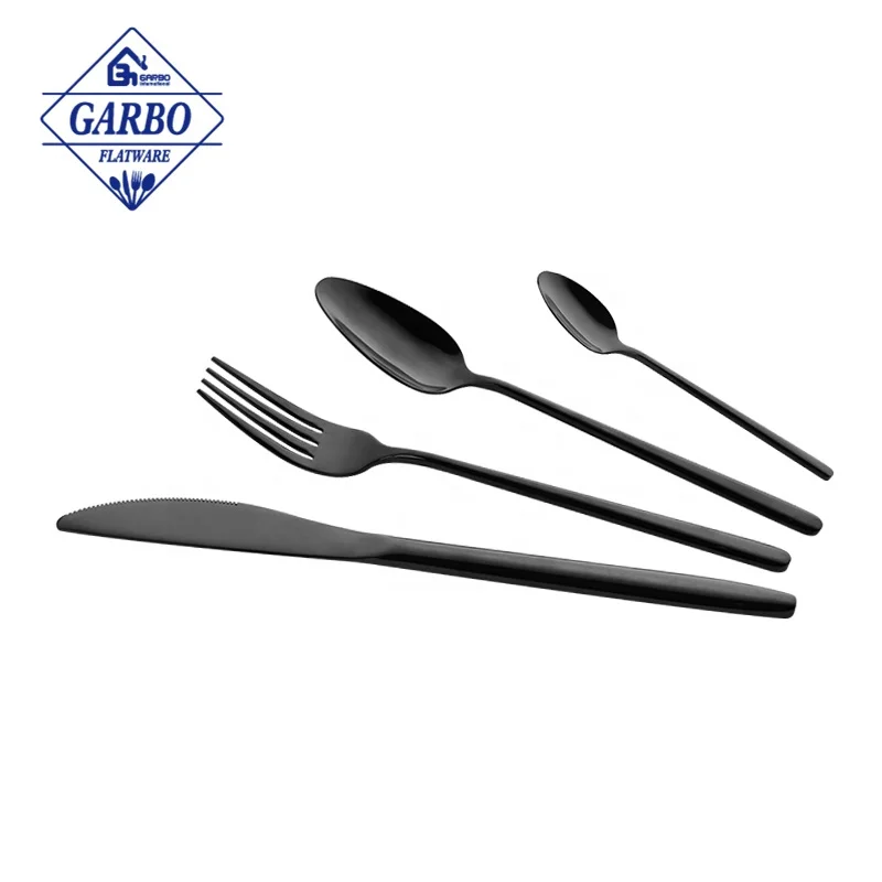 410(13/0) Wholesale restaurant cutlery silver gold cutlery sets stainless steel flatware table knife fork tea spoon for wedding