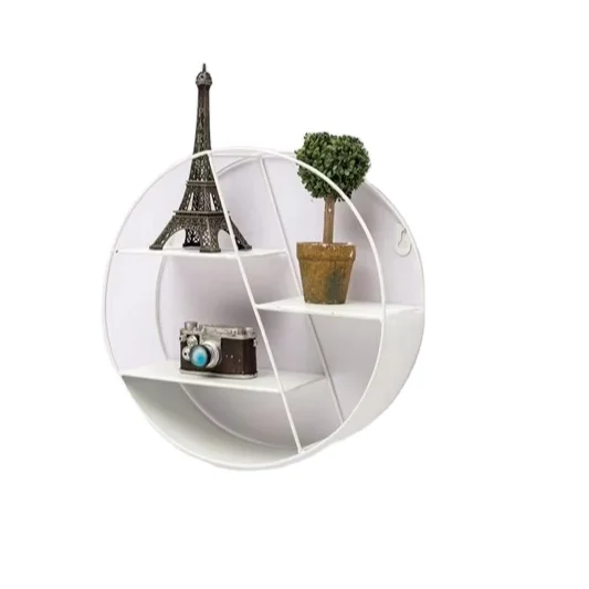 Wrought Iron Storage Basket Round Wall Shelf Brackets Floating Shelves Metal Hanging Shelf For Bathroom