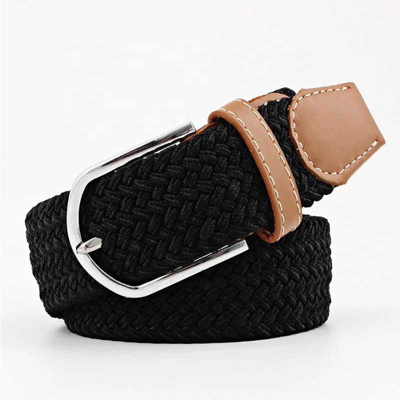 Custom Unisex Men Lady Casual Knitted Fabric Woven Braided Elastic Stretch Belt for Women Jeans Multi-color