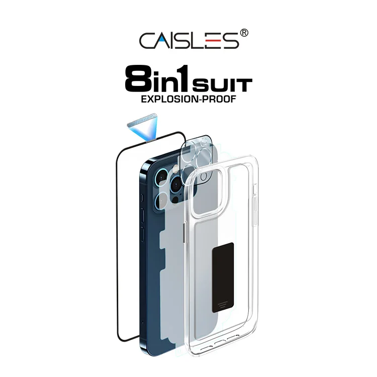 8in1 Mobile Phone Protection Accessories Clear Shockproof Phone Case Hd Screen Protector Set For Iphone 13 Pro Max