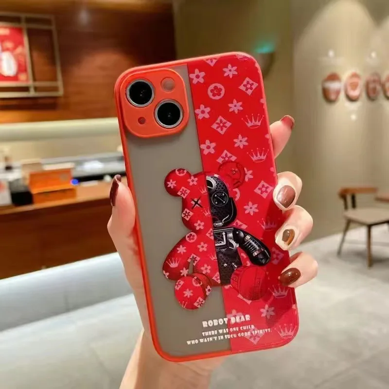 STOCK Tide Brand Fashion Popular Mechanical Bear Silicone Phone Case Cover for iPhone 11 12 13 14 Pro Max