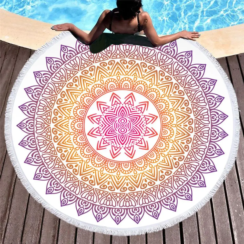 
Hot sale digital printing beautiful flamingo round bath beach towel wholesale 