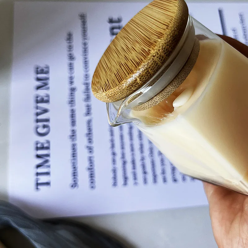 Custom Mini 4oz Clear Unique Trapezoid Empty body oil Balm glass candle containers massage candle jar with spout and lid