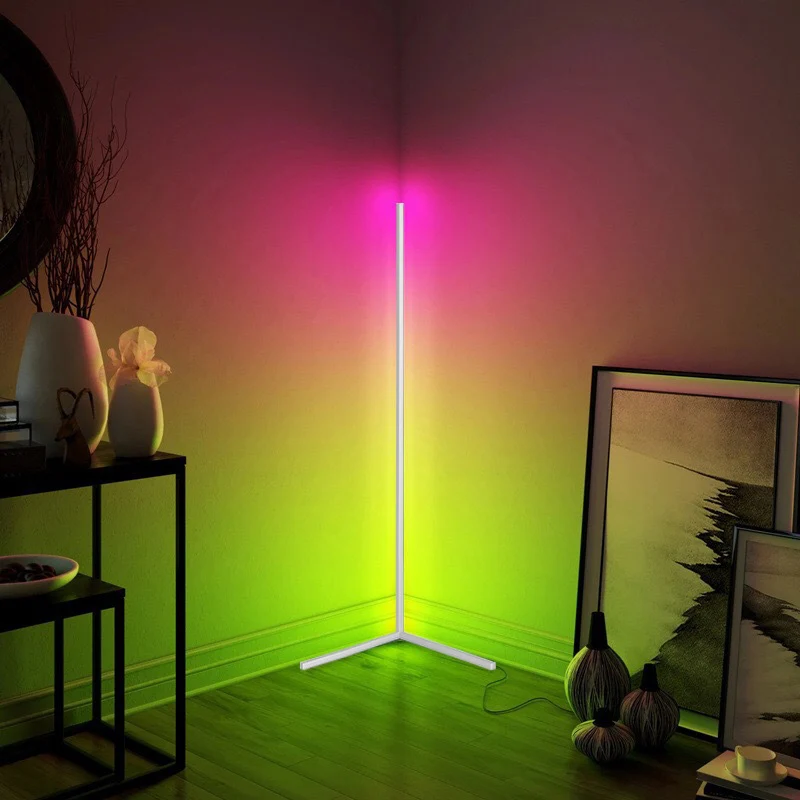 Прямая поставка люстра Напольная Лампа rgb современная светодиодная дуговая угловая металлическая колонна белая напольная