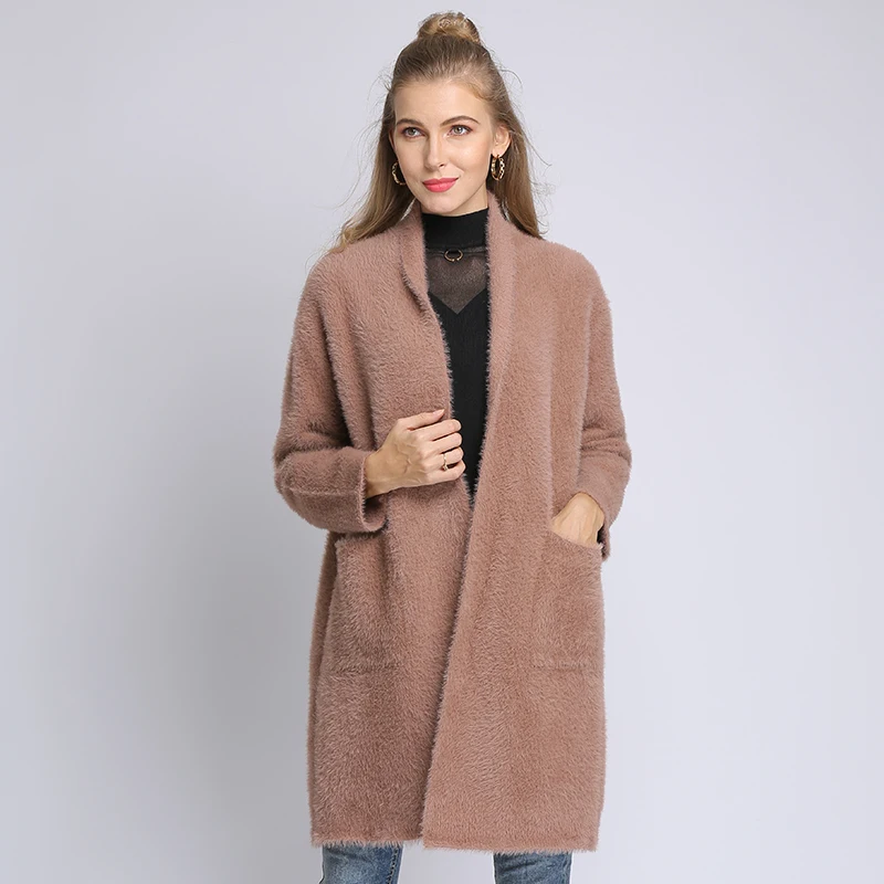 
 Зимние легкие Модные женские свитера Komon на пуговицах, женский свитер, бежевые ангорские женские длинные женские акриловые кардиганы 2019  