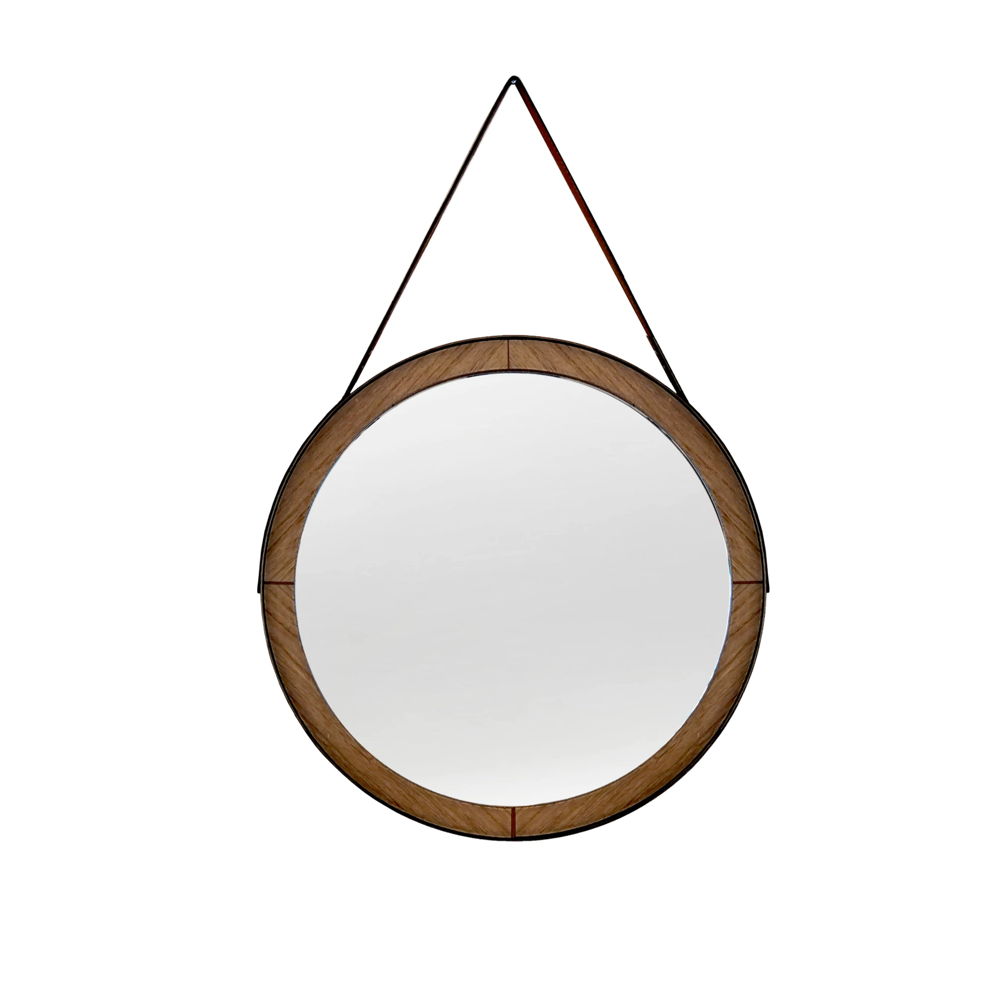 Country style iron wood frame round hanging mirror Home living room hallway porch decoration wall mirror