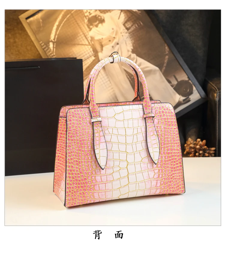 new arrival popular crocodile print  handbags ladies with scarf decoration high quality alligator leather bags manufacturers