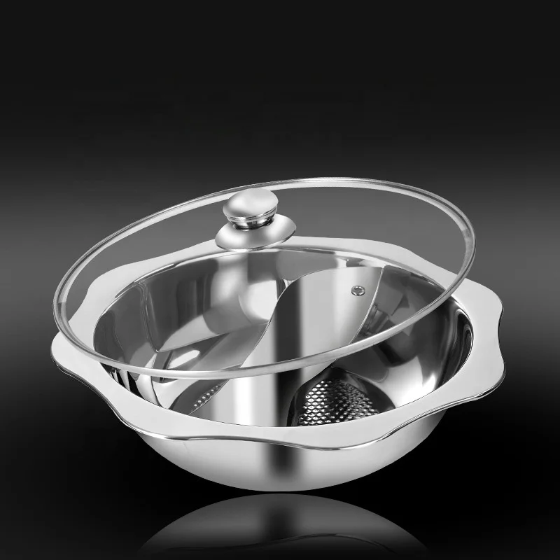 Fish scale bottom non-stick stainless steel octagonal sun hot pot commercial clear soup pot mandarin ducks pot