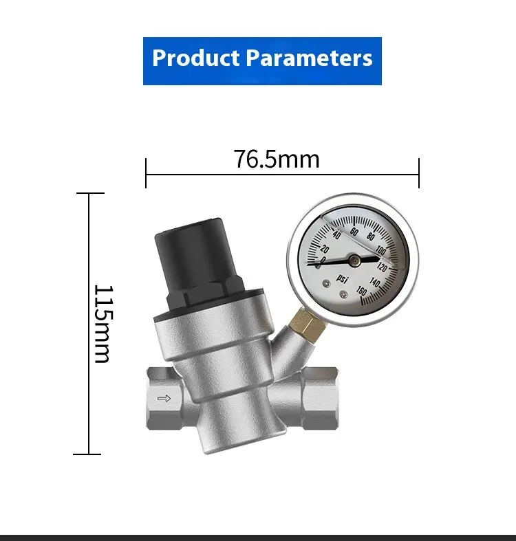 Hot Sale Adjustable Manual Water Pressure Regulator with Gauge Pilot Structure brass pressure reducing valve