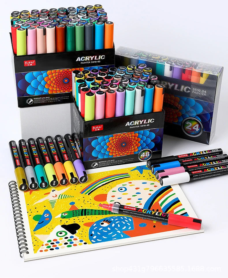 Custom Garment stone skin painting marker pen Best drawing watercolor acrylic pen marker 24 set for acrylic writing board