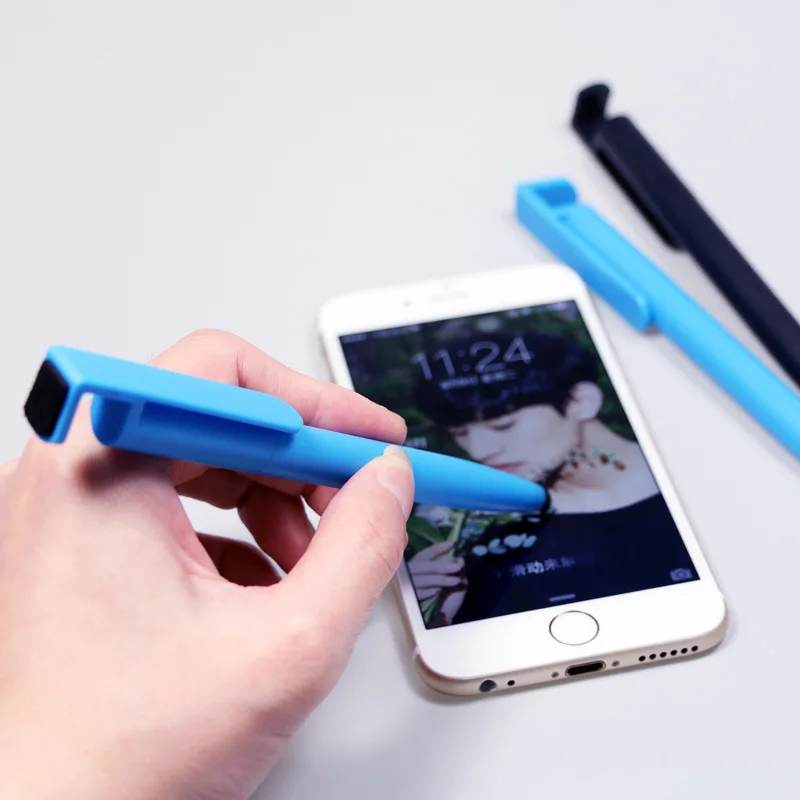Promotional Gift Mobile Phone Holder Stylus Ball Point Pen with screen cleaner