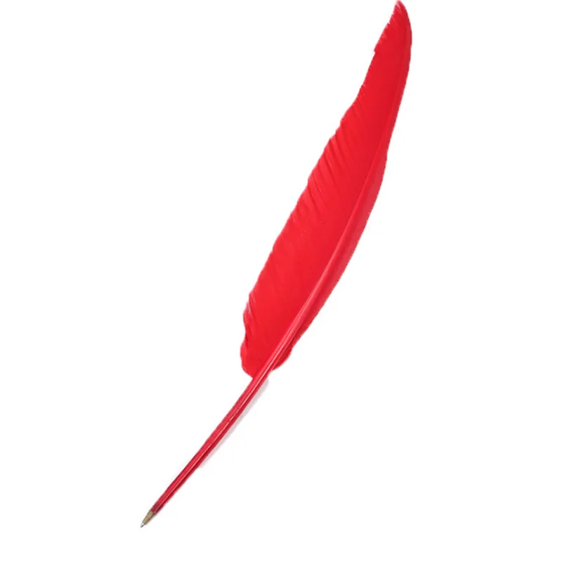 Cheap sale Bulk long colorful goose wing feathers pen for party wedding gift Feather ballpoint pen