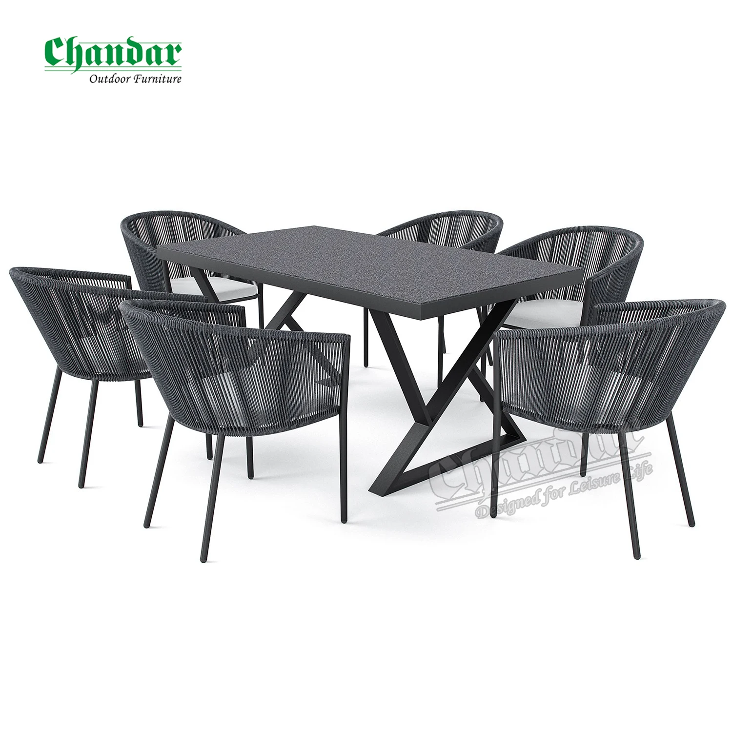 Высокое качество X форма ноги обеденный сад набор коллекции включает 6 стульев и стол