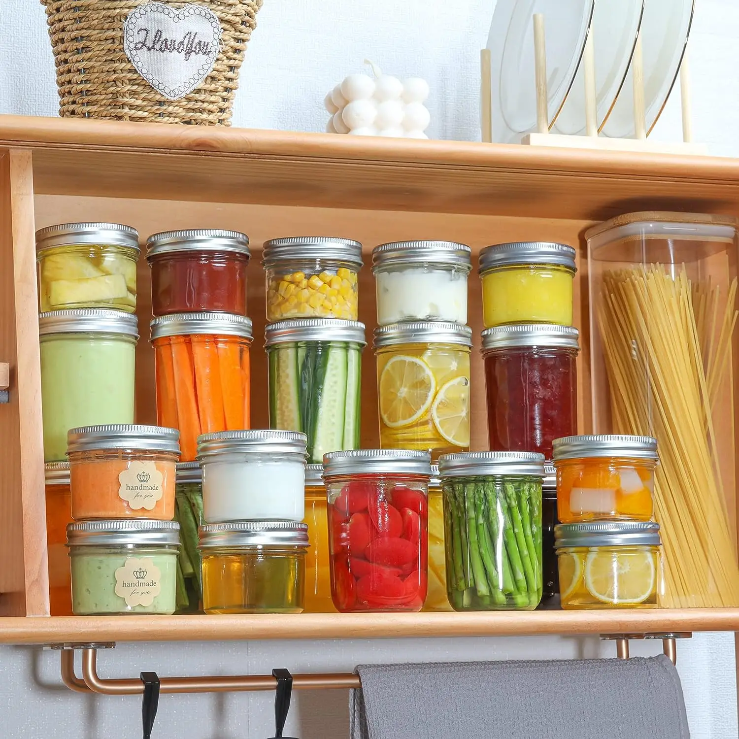 Glass Mason Storage Jar 5 oz 8 oz 12 oz 16 oz 33 oz Mason Jar Wide Mouth Glass Jar with Sealed Metal Lid
