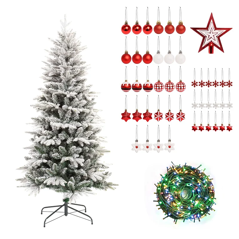Commercial 2024 Hot Sale Umbrella Flocked White Mix Artificial Christmas Tree With Snow
