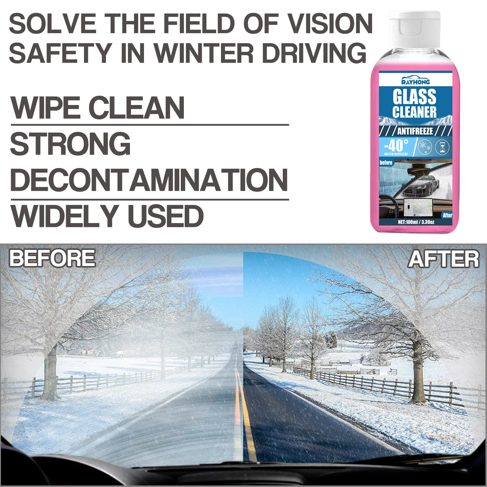 Rayhong Eco-friendly Antifreeze Cover Powerful Windshlid Antifreeze Sustainable Clear Car Care Glass Cleaner